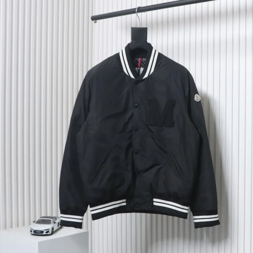 Moncler Lateltin M Logo College Style Down Jacket Black