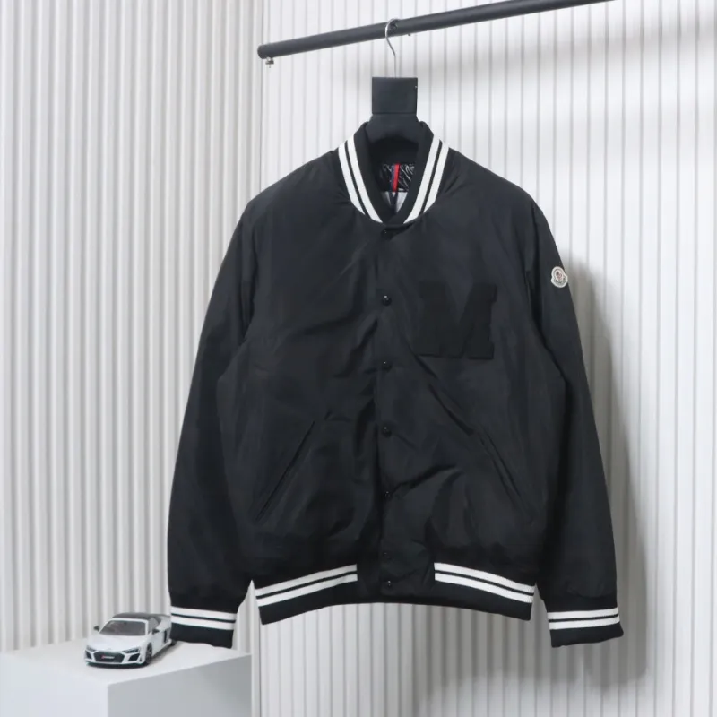 Moncler Lateltin M Logo College Style Down Jacket Black