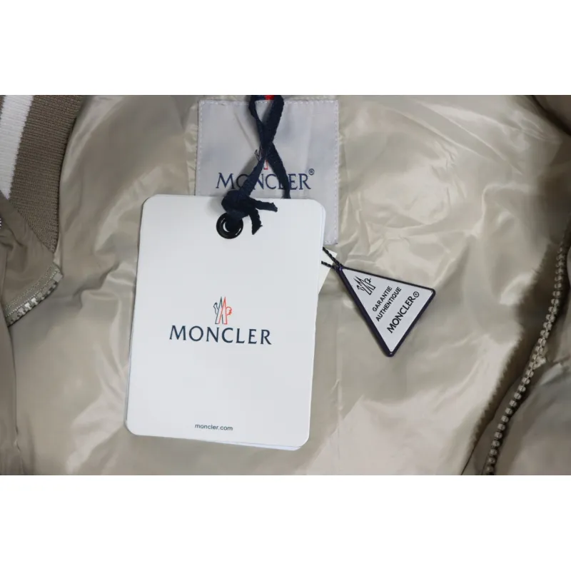 Moncler Lateltin M Logo College Style Down Jacket Khaki