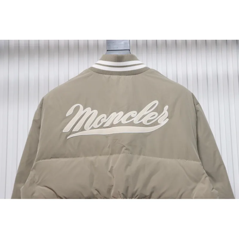 Moncler Lateltin M Logo College Style Down Jacket Khaki