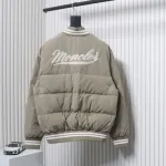Moncler Lateltin M Logo College Style Down Jacket Khaki
