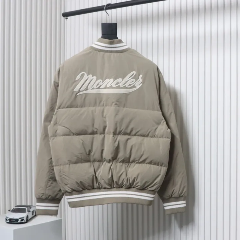Moncler Lateltin M Logo College Style Down Jacket Khaki