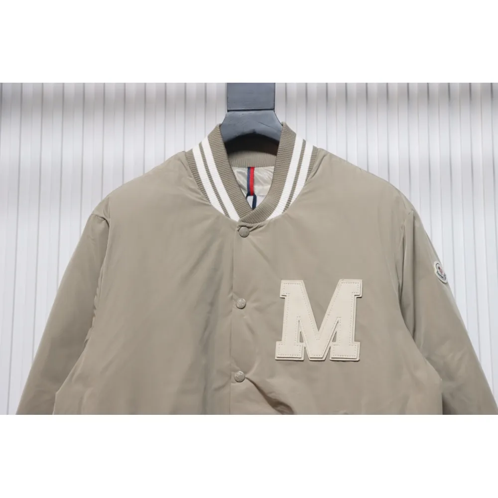 Moncler Lateltin M Logo College Style Down Jacket Khaki