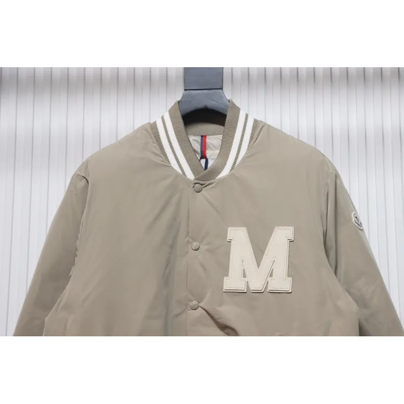 Moncler Lateltin M Logo College Style Down Jacket Khaki
