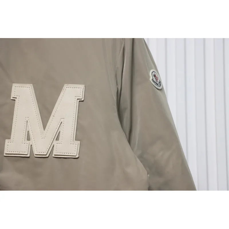 Moncler Lateltin M Logo College Style Down Jacket Khaki