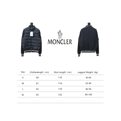 Moncler Spliced ​Woolen Sleeves Stand Collar Thin Down Jacket Blue 02