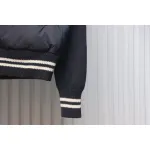 Moncler Spliced ​Woolen Sleeves Stand Collar Thin Down Jacket Blue