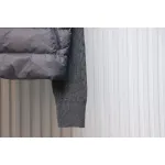 Moncler Spliced ​Woolen Sleeves Stand Collar Thin Down Jacket Grey