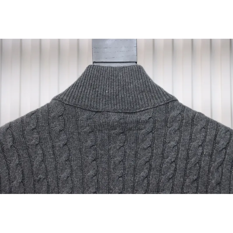 Moncler Spliced ​Woolen Sleeves Stand Collar Thin Down Jacket Grey