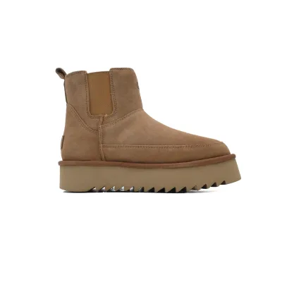 Sleeve Elastic Chestnut Round Toe Ankle Boots 1158051 02