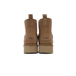 Sleeve Elastic Chestnut Round Toe Ankle Boots 1158051