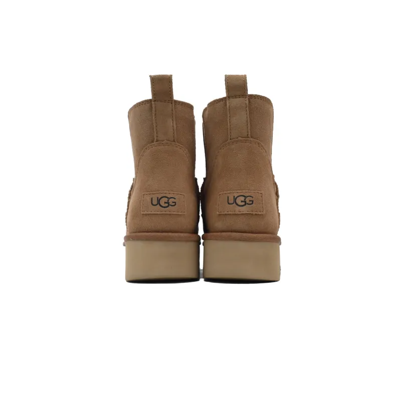 Sleeve Elastic Chestnut Round Toe Ankle Boots 1158051