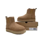 Sleeve Elastic Chestnut Round Toe Ankle Boots 1158051