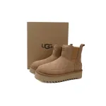 Sleeve Elastic Chestnut Round Toe Ankle Boots 1158051