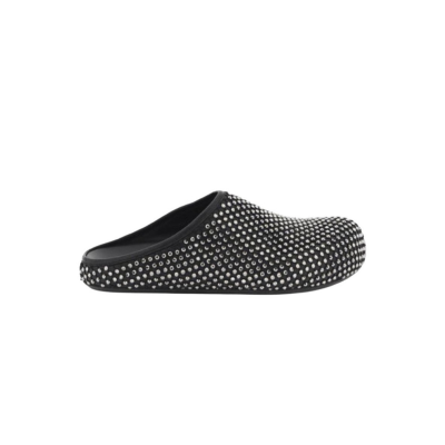 Marni Calfskin Fussbett Sabot Black Leather With Rhinestones SBMR000600P639400N99 02