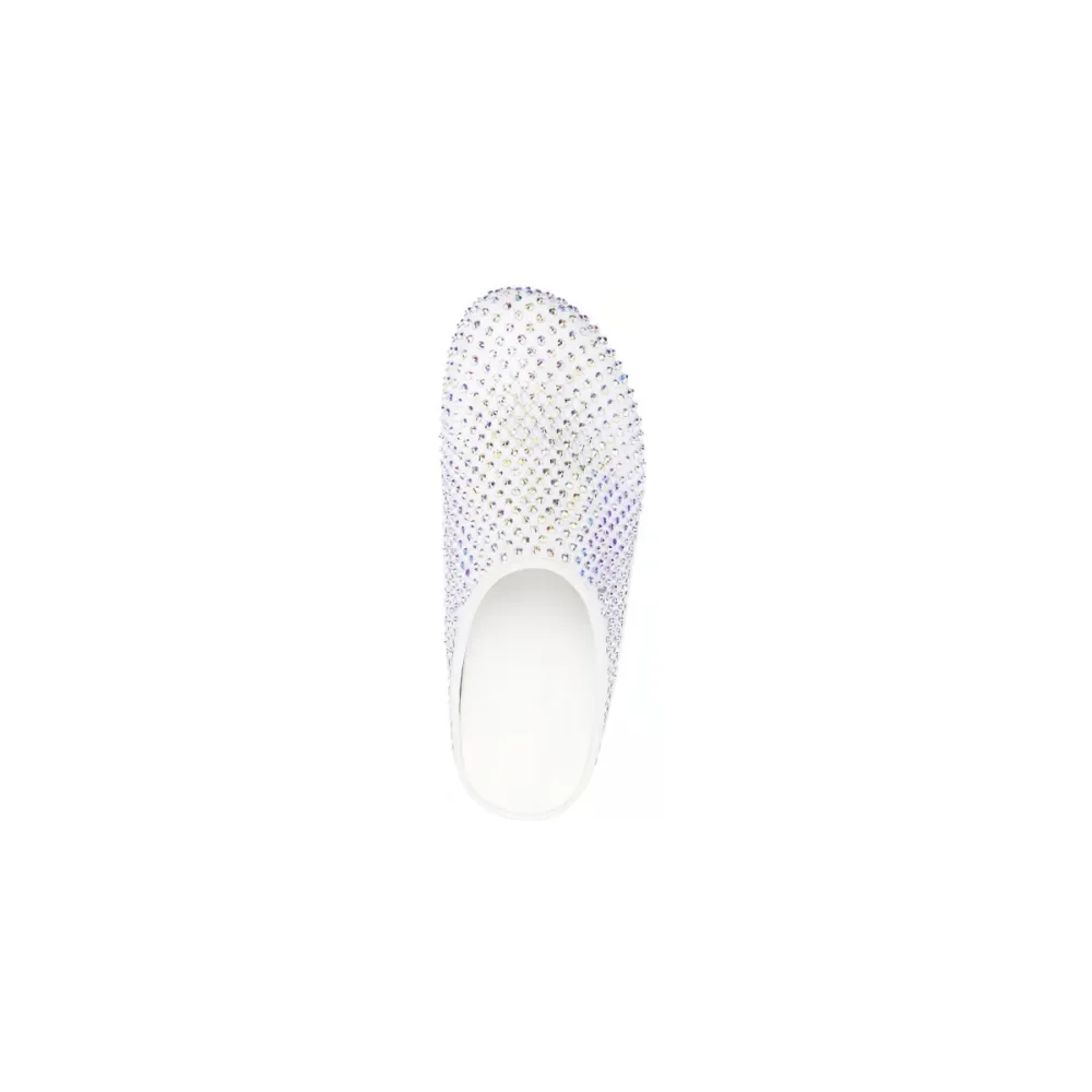 Marni Calfskin Fussbett Sabot White Leather With Rhinestones SBMS004601P639400W01