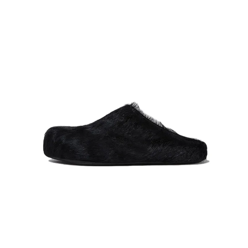Marni Long-Hair Calfskin Fussbett Sabot Black SBMR000600P412200N99