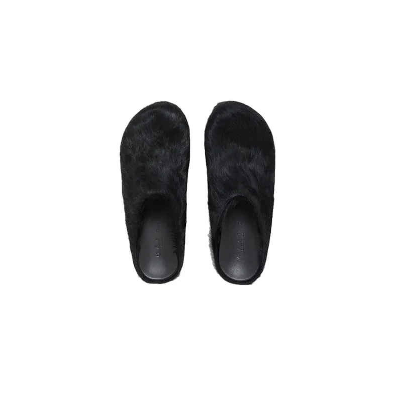 Marni Long-Hair Calfskin Fussbett Sabot Black SBMR000600P412200N99