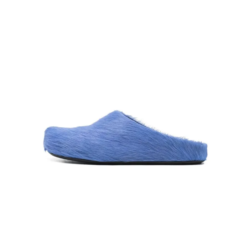Marni Long-Hair Calfskin Fussbett Sabot Blue SBMR000600P412200B50