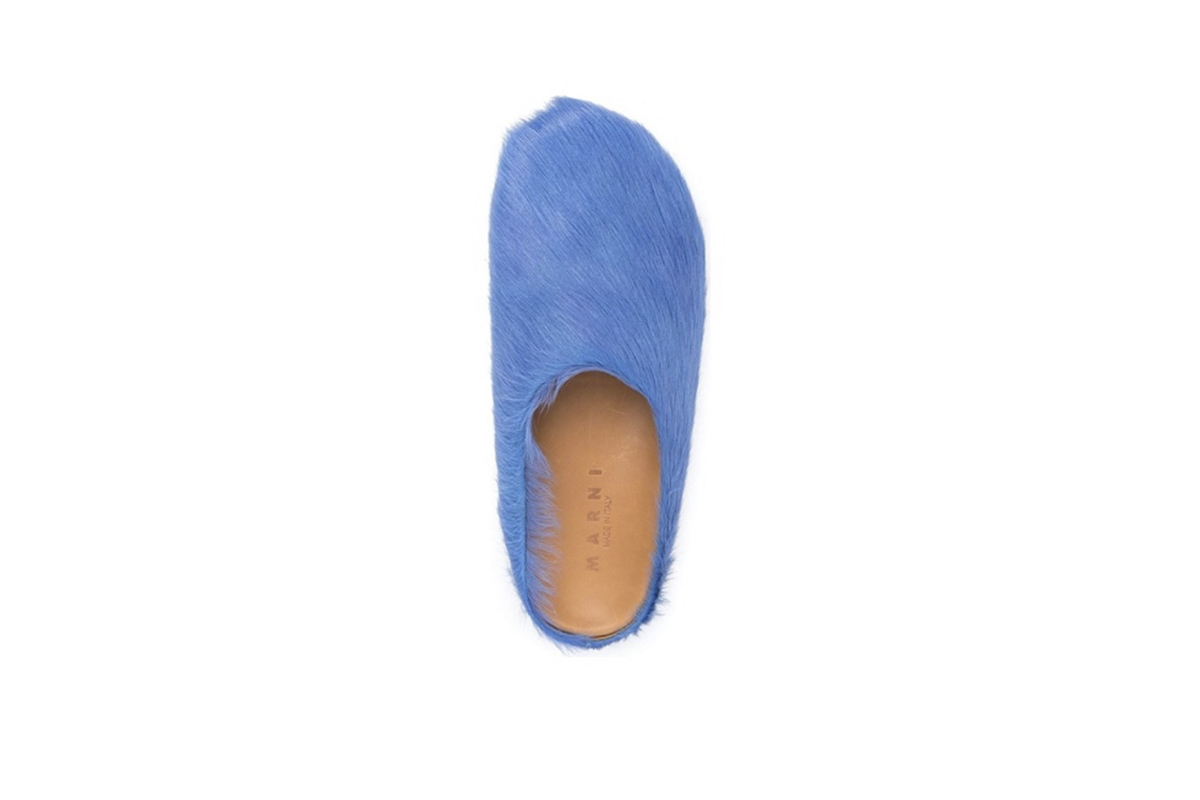 Marni Long-Hair Calfskin Fussbett Sabot Blue SBMR000600P412200B50