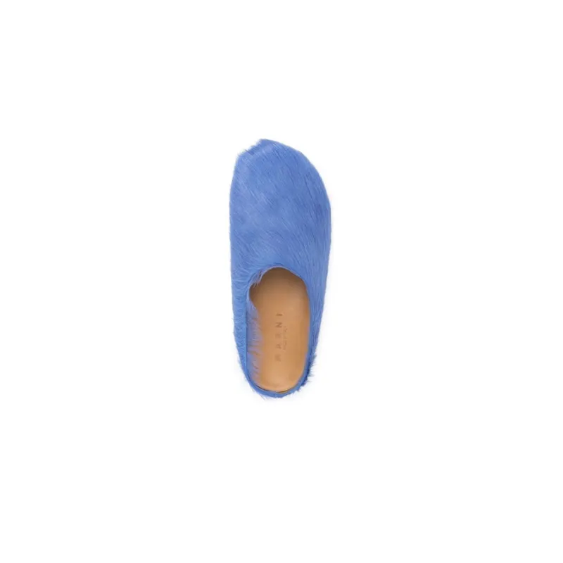 Marni Long-Hair Calfskin Fussbett Sabot Blue SBMR000600P412200B50
