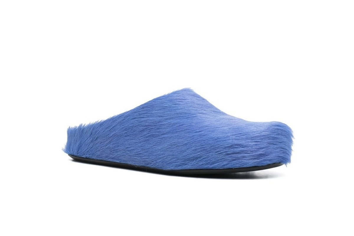 Marni Long-Hair Calfskin Fussbett Sabot Blue SBMR000600P412200B50