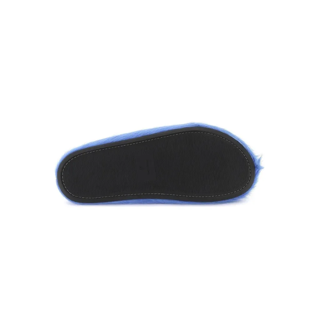 Marni Long-Hair Calfskin Fussbett Sabot Blue SBMR000600P412200B50