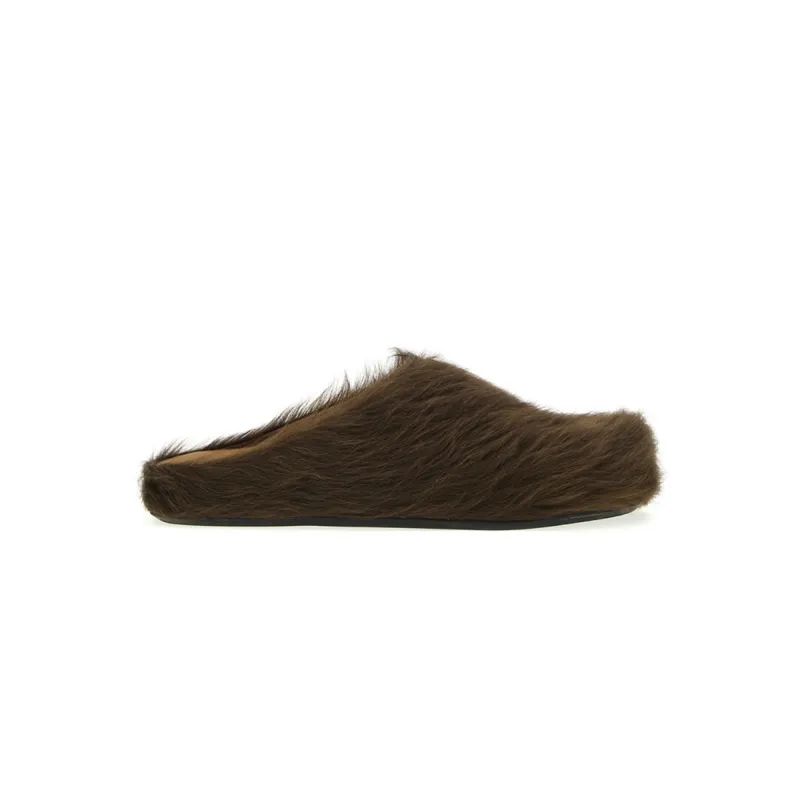 Marni Long-Hair Calfskin Fussbett Sabot Brown SBMS004601P412200M37