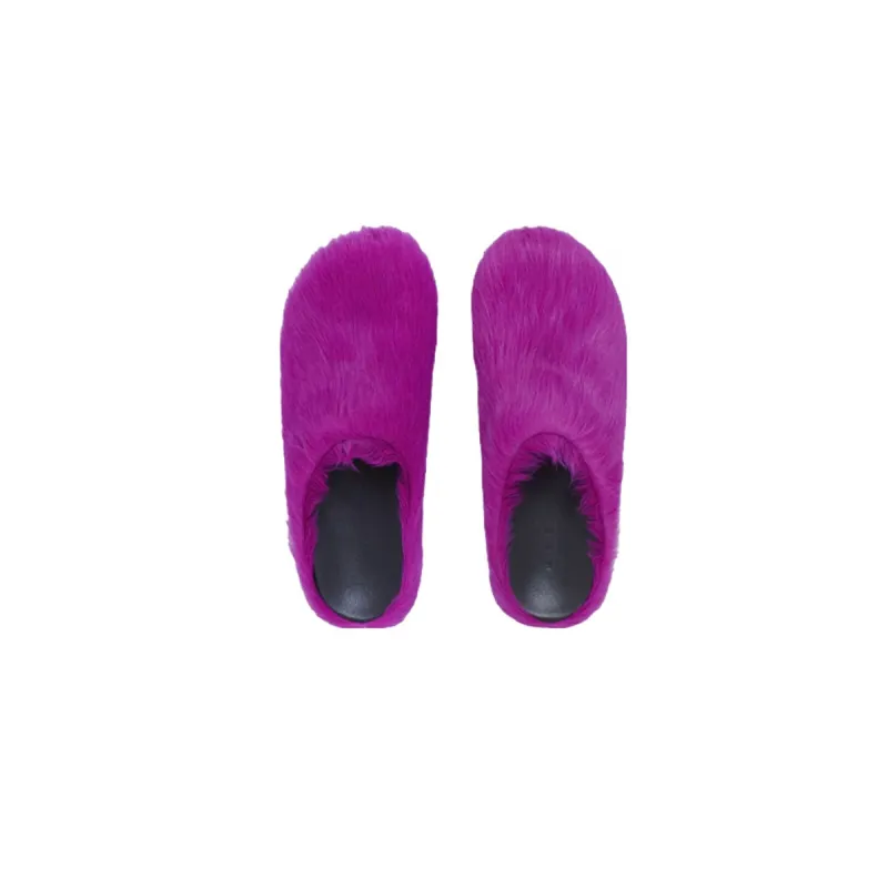 Marni Long-Hair Calfskin Fussbett Sabot Fuchsia SBMR000600P412200C57