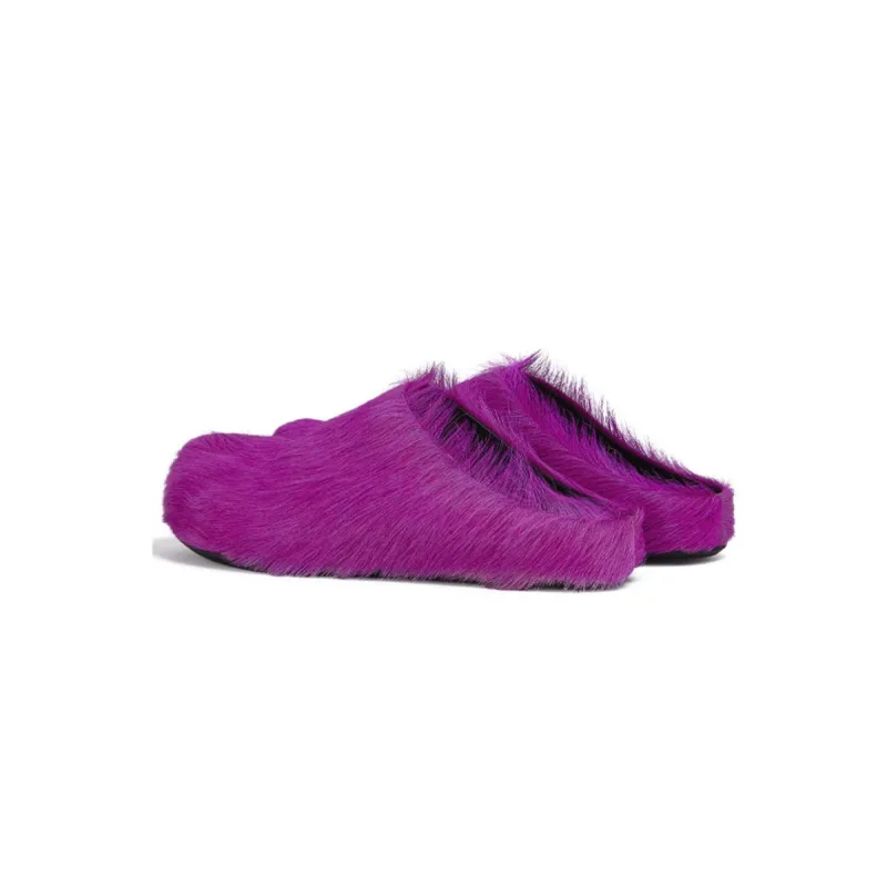 Marni Long-Hair Calfskin Fussbett Sabot Fuchsia SBMR000600P412200C57