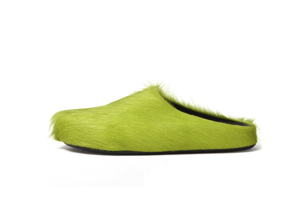 Marni Long-Hair Calfskin Fussbett Sabot Green SBMR000600P412200V07