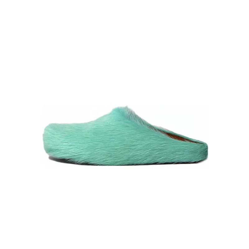 Marni Long-Hair Calfskin Fussbett Sabot Green SBMR000600P412200V38