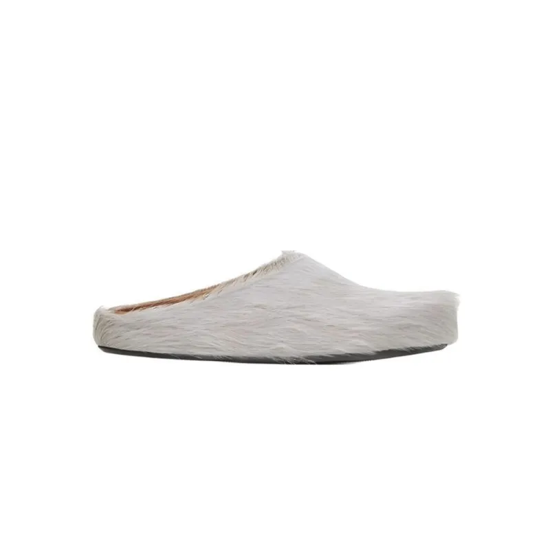 Marni Long-Hair Calfskin Fussbett Sabot Grey SBMR000600P412200N15