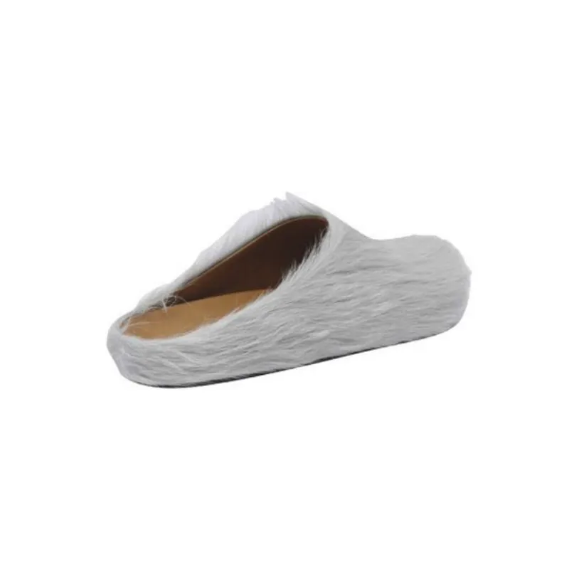 Marni Long-Hair Calfskin Fussbett Sabot Grey SBMR000600P412200N15
