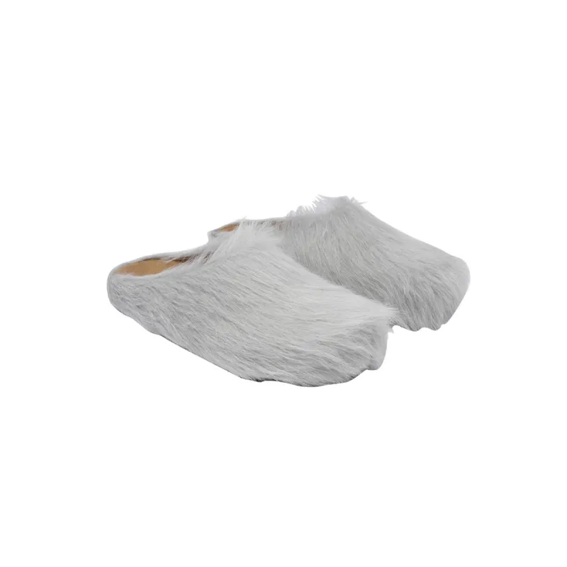 Marni Long-Hair Calfskin Fussbett Sabot Grey SBMR000600P412200N15