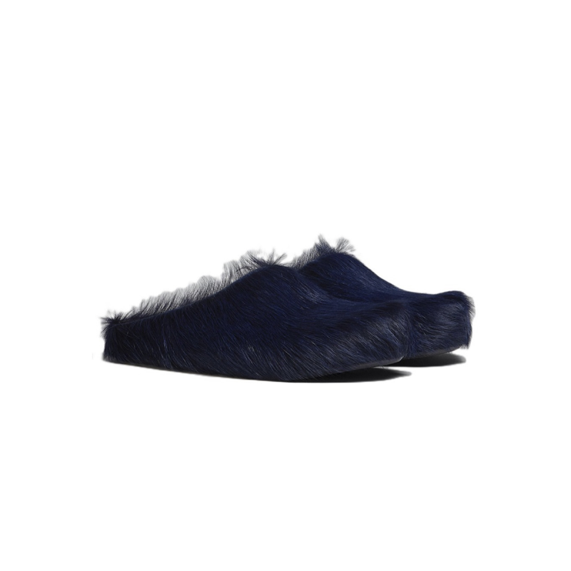 Marni Long-Hair Calfskin Fussbett Sabot Navy SBMR000600P412200B84