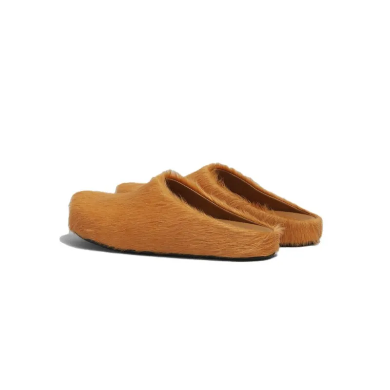 Marni Long-Hair Calfskin Fussbett Sabot Orange SBMR000600P412200R09