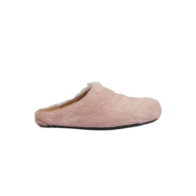 Marni Long-Hair Calfskin Fussbett Sabot Pink SBMS004601P412200C29