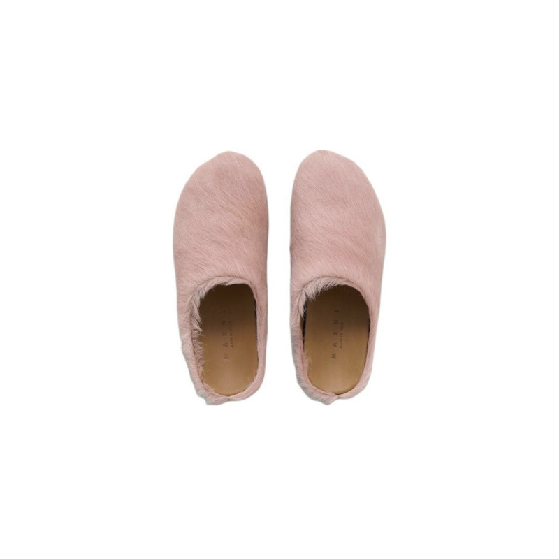 Marni Long-Hair Calfskin Fussbett Sabot Pink SBMS004601P412200C29