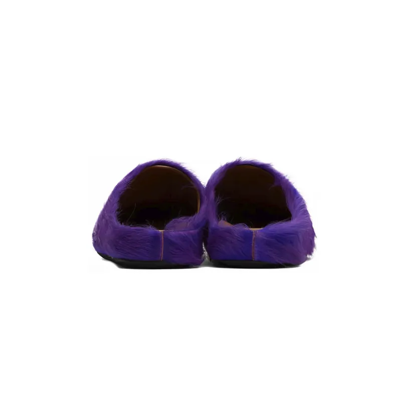 Marni Long-Hair Calfskin Fussbett Sabot Purple SBMR000600P623600C74