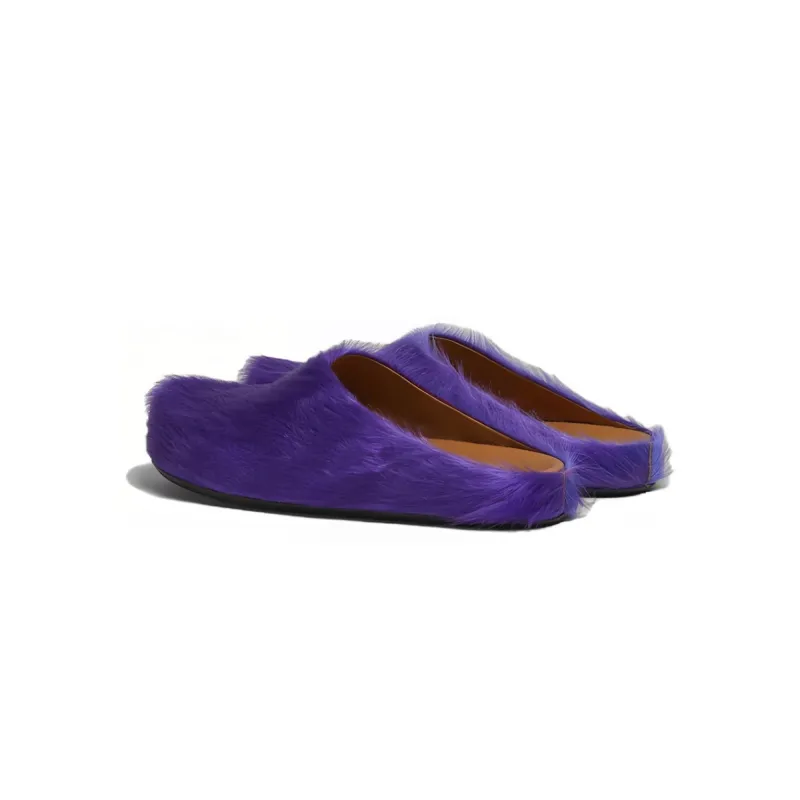 Marni Long-Hair Calfskin Fussbett Sabot Purple SBMR000600P623600C74