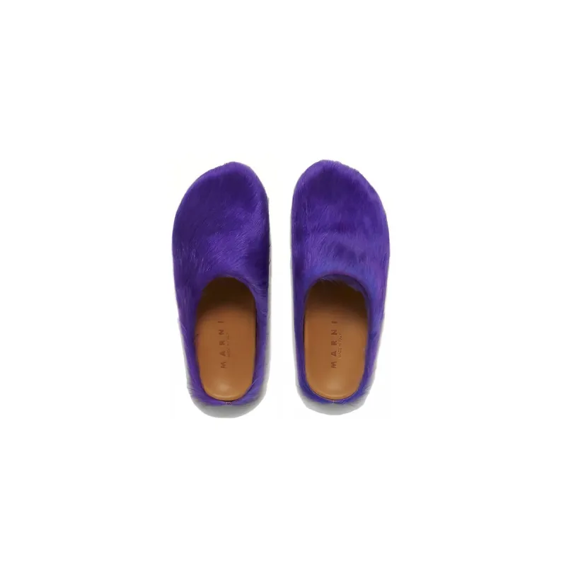 Marni Long-Hair Calfskin Fussbett Sabot Purple SBMR000600P623600C74