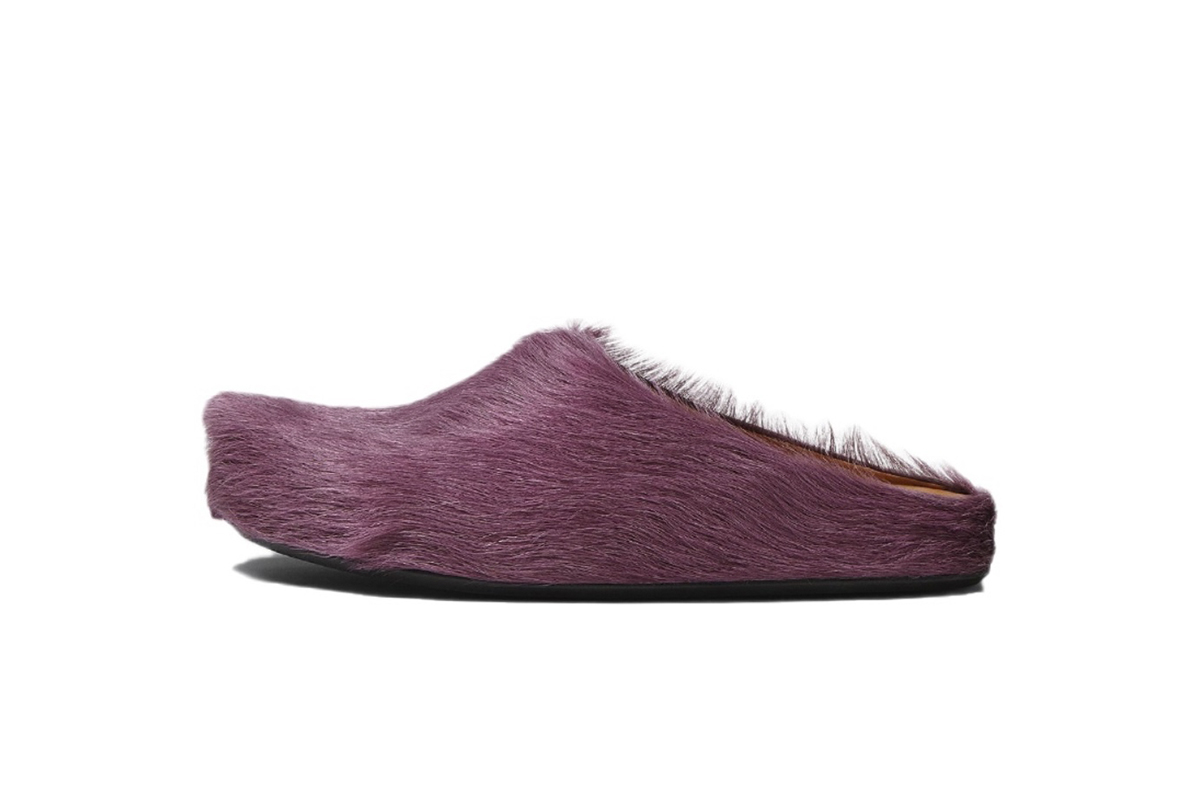 Marni Long-Hair Calfskin Fussbett Sabot Purple SBMS004601P412200C68