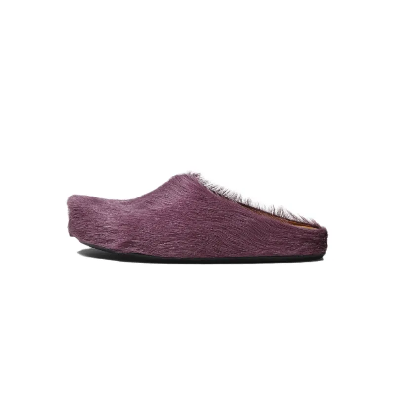 Marni Long-Hair Calfskin Fussbett Sabot Purple SBMS004601P412200C68