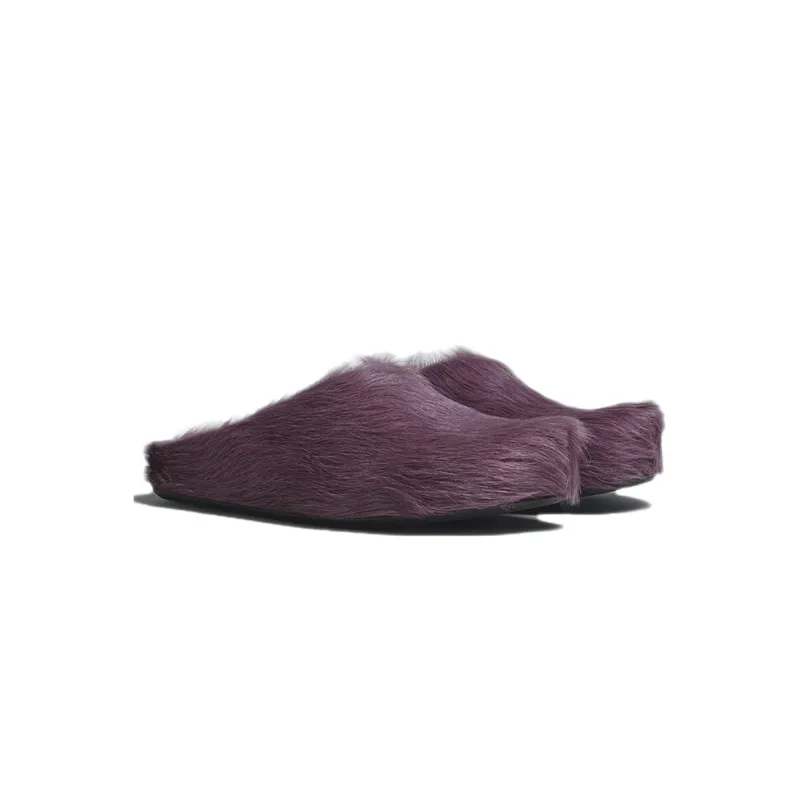 Marni Long-Hair Calfskin Fussbett Sabot Purple SBMS004601P412200C68