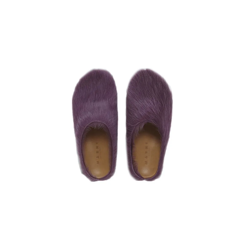 Marni Long-Hair Calfskin Fussbett Sabot Purple SBMS004601P412200C68