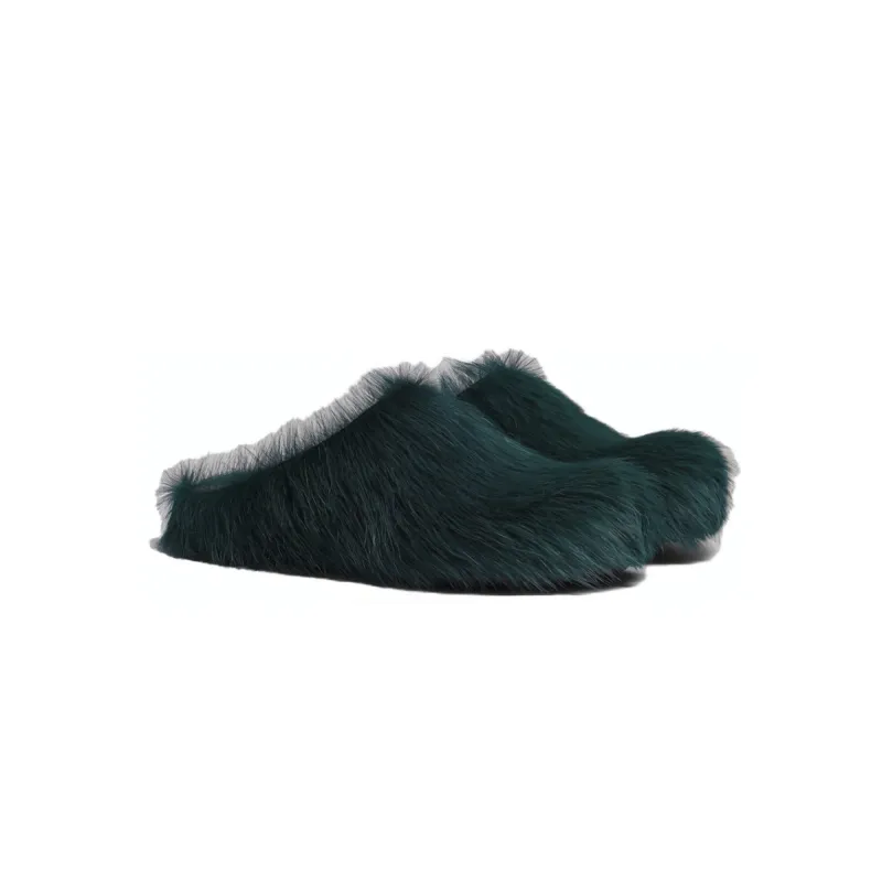 Marni Long-Hair Calfskin Fussbett Sabot Sea Green SBMR000600P412200V78
