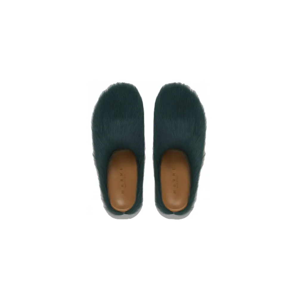 Marni Long-Hair Calfskin Fussbett Sabot Sea Green SBMR000600P412200V78