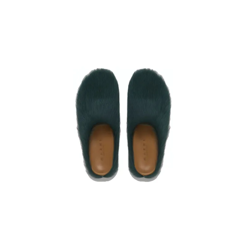 Marni Long-Hair Calfskin Fussbett Sabot Sea Green SBMR000600P412200V78