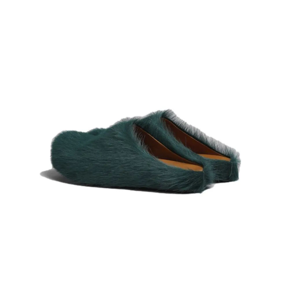 Marni Long-Hair Calfskin Fussbett Sabot Sea Green SBMR000600P412200V78